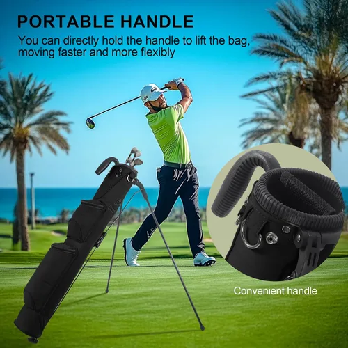 Miniatura 6 de Bolsa de golf ligera, fácil de llevar, pequeña bolsa de golf con divisores de longitud completa de 2 vías y bolsillos, para el campo de prácticas