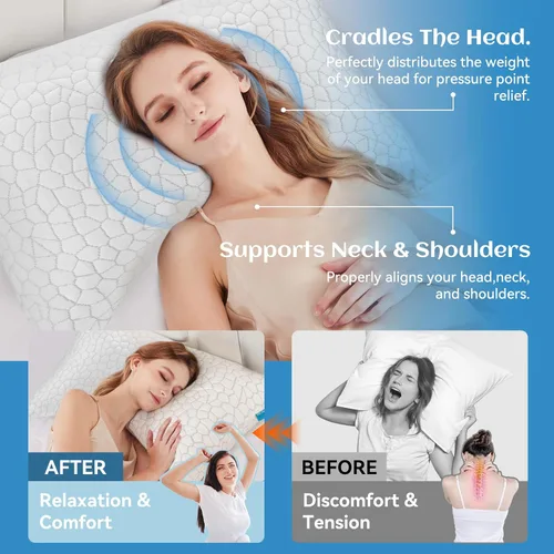 Miniatura 8 de Almohadas para dormir de lado para adultos, almohada cervical para dormir de lado, almohada refrescante con diseño ergonómico, almohadas ajustables