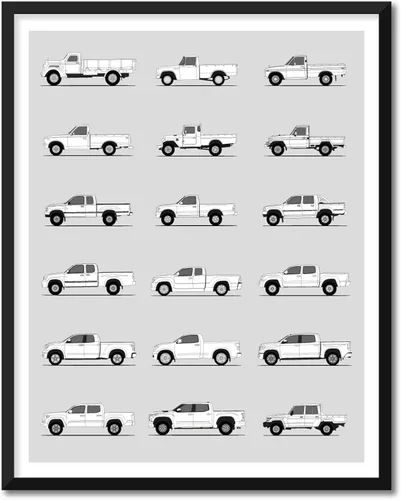 Miniatura 30 de Idea Network Póster hecho a mano compatible con Toyota FJ Cruiser, arte de pared impreso hecho a mano, decoración de los BJ, FJ25, FJ40, FJ43, FJ45