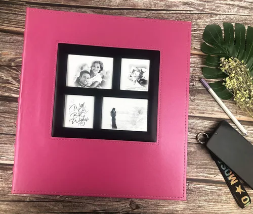 Miniatura 6 de RECUTMS Álbum de fotos de 4 x 6 pulgadas, 600 fotos, páginas negras, cubierta de cuero de gran capacidad, álbumes de fotos familiares para bodas