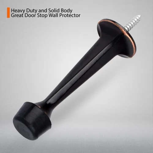 Miniatura 2 de Paquete de 2 topes rígidos sólidos para puerta, protectores de pared resistentes con puntas de goma suave, bronce aceitado Bronce frotado con aceite