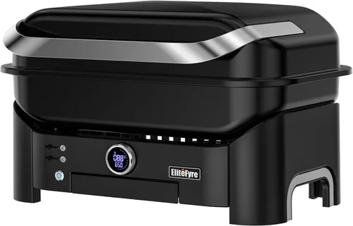 Volteq - Parrilla eléctrica inteligente, 1500 W, 650 °F, barbacoa sin humo para interiores y exteriores, control digital y sonda de carne, todo en