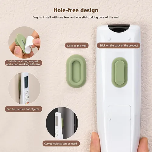 Miniatura 7 de XYOFUN Soporte magnético para control remoto de pared, 4 unidades, organizador autoadhesivo sin taladros para aire acondicionado y controles remotos