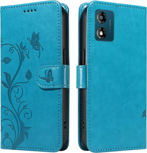 Miniatura 83 de Funda para Motorola Moto E22/E22i, piel sintética, con tarjetero y correa para la muñeca, a prueba de golpes, funda magnética para Motorola Moto Rojo