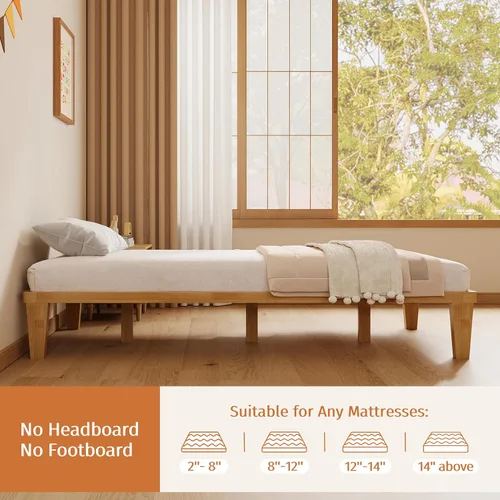 Miniatura 6 de IOTXY Marco de Cama de Plataforma Twin – Base de Fundación de Colchón de Madera Maciza de 12 Pulgadas con Listones y Patas de Apoyo de Alta