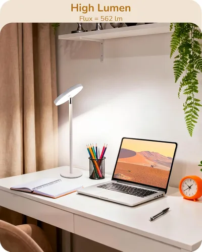 Miniatura 4 de EDISHINE Lámpara de mesa LED con 2 alturas ajustables, 5%-100% regulable y 3 temperaturas de color, control táctil, lámpara de escritorio moderna