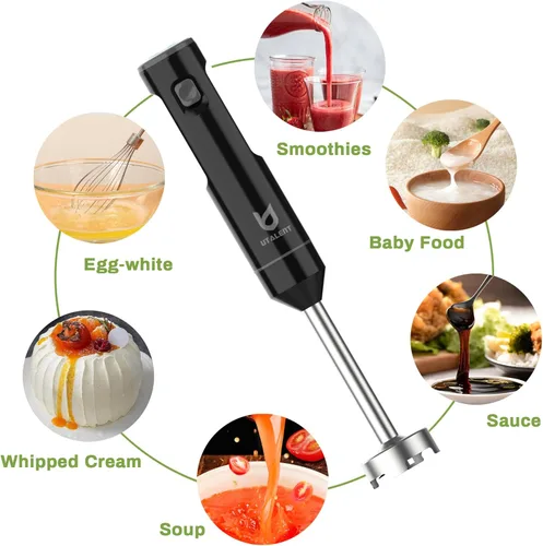 Miniatura 4 de Batidora de mano inalámbrica, UTALENT - Batidora de inmersión recargable de velocidad variable, con picadora de 500 ml, recipiente de 600 ml