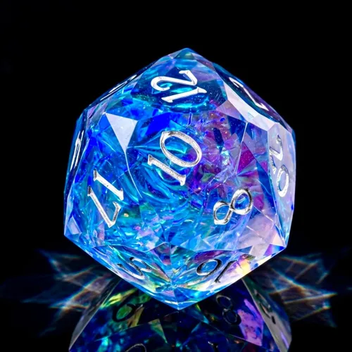 Miniatura 6 de Dados multifacéticos DND D20 individuales de resina con borde afilado de 20 caras D&D, poliédricos hechos a mano de 0.866 in para Calabozos
