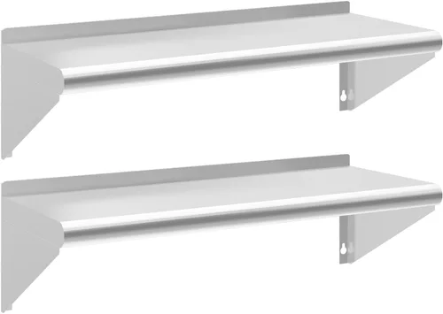Miniatura 36 de Estante de acero inoxidable de 12 x 36 pulgadas, estantes de acero inoxidable comerciales de 300 libras para montaje en pared, estantes de metal 1