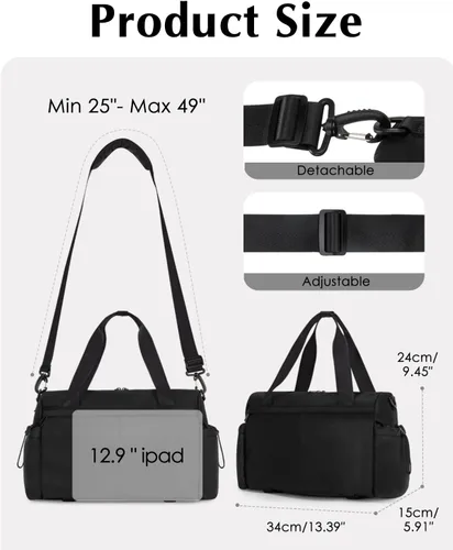 Miniatura 4 de Pequeña bolsa de gimnasio, mini bolsa de gimnasio para mujer con soporte para esterilla de yoga y compartimento húmedo, bonita bolsa de lona