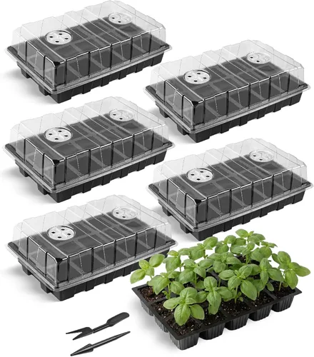 Miniatura 11 de Mr. Pen - Kits de bandejas de inicio de semillas, juego de 5, total de 200 celdas, bandejas duraderas para germinación de plantas con cúpulas