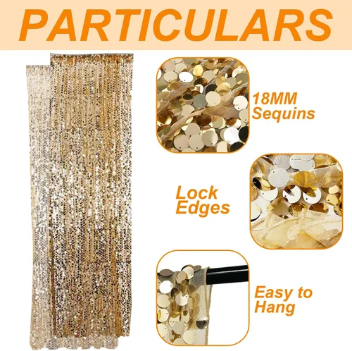 Miniatura 3 de Cortinas de Telón de Fondo de Lentejuelas de Oro Grande Payatte de 18MM, Cortinas de Telón de Fondo de Lentejuelas para Acción de Gracias, Navidad