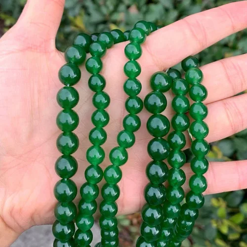 Miniatura 2 de Adabele GS15-4 - 180 piedras preciosas curativas de jade verde natural de 0.16 pulgadas (0.157 in) pequeñas cuentas redondas, espaciador de piedras