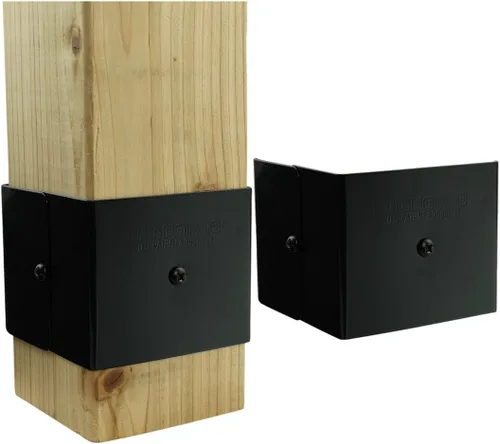 Fence Armor Protector de poste de acero galvanizado | 1 par de 3.5 x 3.5 x 3 pulgadas | Protección contra podadoras de cuerda y daños en el equipo