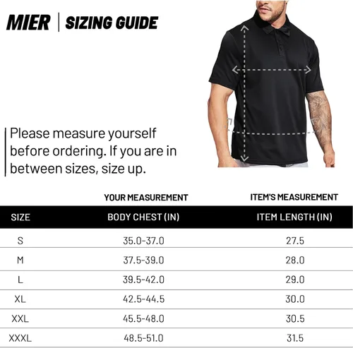 Miniatura 6 de MIER Men's Quick Dry Polo Shirts Polyester Casual Collared Shirts Short Sleeve, Moisture-Wicking, Sun Protection