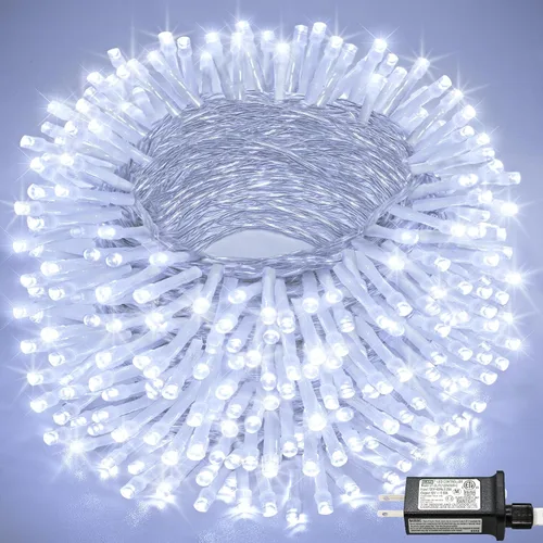Miniatura 33 de Tira de 200 luces LED de 66 pies para exteriores, luces de Navidad conectables para interiores, cable transparente, impermeable, 8 modos de luces
