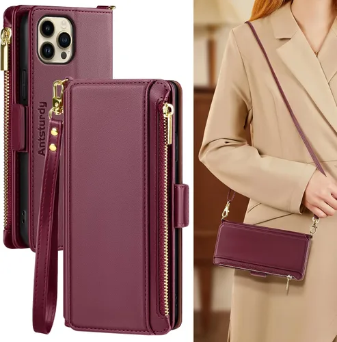 Miniatura 10 de Antsturdy Funda tipo cartera compatible con iPhone 11 Pro Max, funda de piel sintética con bloqueo RFID, funda para teléfono para mujeres y hombres