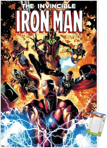 Miniatura 11 de Trends International Marvel Comics Iron Man - Póster de pared Invincible Iron Man #11, 22.4 pulgadas de largo x 14.7 pulgadas, versión enmarcada