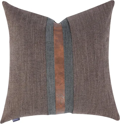 Miniatura 21 de Fundas de almohada decorativas de granja para exteriores para sofá, cama, funda de almohada de piel sintética marrón, funda de almohada de Beige