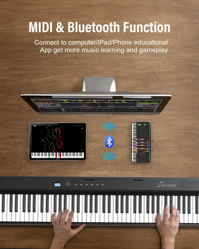 Miniatura 2 de Teclado de Piano Plegable Mejorado, Teclado Semi Pesado de 88 Teclas de Tamaño Completo con Soporte para MIDI y Bluetooth, Teclado de Piano Plegable