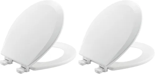 Miniatura 7 de BEMIS 1500EC 390 - Asiento de inodoro con bisagras Fácil Limpia & Cambia, madera esmaltada duradera y anodizada, diseño alargado, color blanco