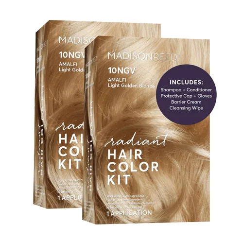 Madison Reed - Kit de tinte radiante para el cabello, tinte permanente para el cabello, cobertura de canas superior, sin amoníaco, rubio Amalfi