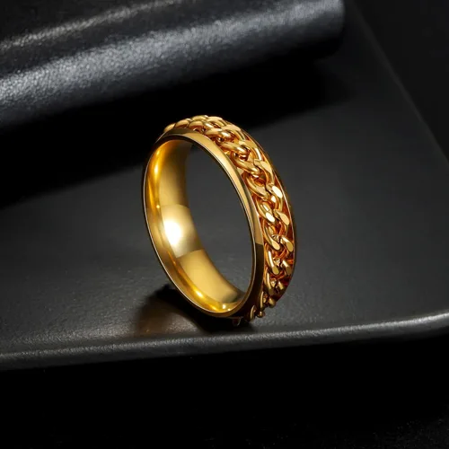 Miniatura 124 de Anillos giratorios para la ansiedad para hombre, anillos clásicos de cadena para mujeres y adultos, anillo de acero de titanio