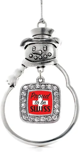 Miniatura 85 de Inspired Silver - Adorno de rodillo de reina - Adorno cuadrado de plata con muñeco de nieve con joyas de circonita cúbica