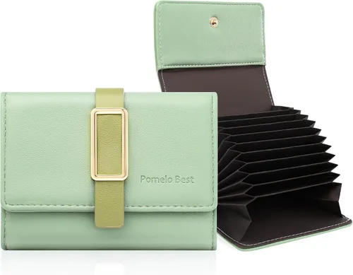 Miniatura 10 de Pomelo Best Cartera RFID para mujer, pequeña funda de cuero con cremallera y 11 ranuras para tarjetas, Negro, Classic