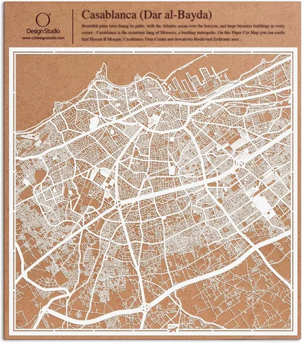 Miniatura 13 de O3 Design Studio Aberdeen - Mapa de papel cortado en papel blanco de 12 x 12 pulgadas