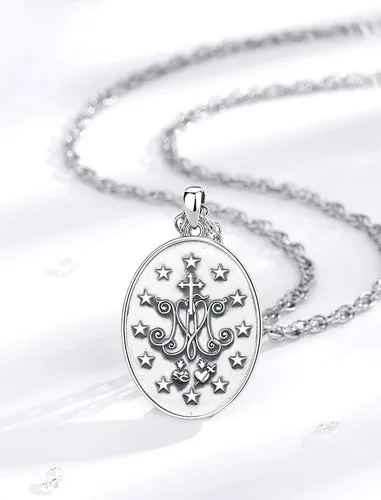 Miniatura 8 de INFUSEU Regalos religiosos únicos para hombres y mujeres, collares con colgante de San Miguel, San Cristóbal, San Benito, Virgen María