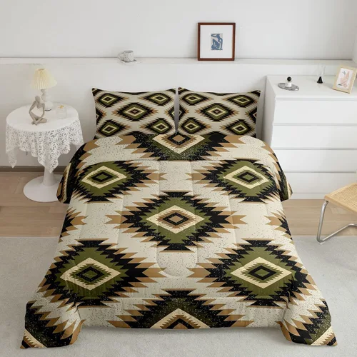 Miniatura 52 de Feelyou Juego de edredón geométrico del suroeste para niños y niñas, edredón nativo del suroeste, tamaño individual, juego de ropa de cama