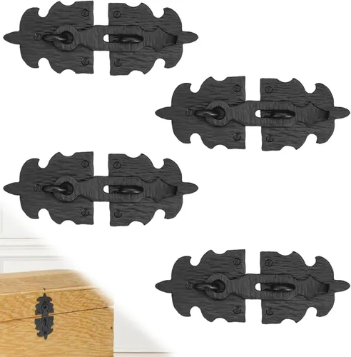 Miniatura 8 de 1 paquete de cerrojos de muebles de 2.75 pulgadas para puertas, color negro, cerrojo decorativo de metal para muebles, cerrojos de metal rústico