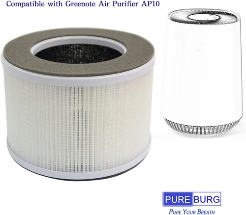 Miniatura 2 de PUREBURG Filtro de repuesto compatible con purificadores de aire Greenote AP10 AP10-F3, H13 True HEPA y filtración multicapa de carbón activado