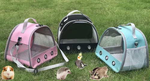 Miniatura 5 de Portador de Conejo de Indias, Bolsa Portadora de Animales Pequeños Aves Conejo Tortuga, Portador de Viaje Portátil para Erizo Africano para Verde