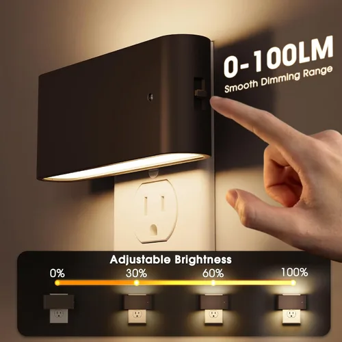 Miniatura 3 de Briignite Luces nocturnas enchufables a la pared, paquete de 2, luz nocturna LED con sensor de luz del atardecer al amanecer, enchufe de luz