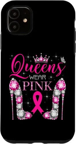Miniatura 8 de iPhone 12 Pro Max Queens Wear Rosa Concientización del Cáncer de Mama Estuche con Cinta Rosa