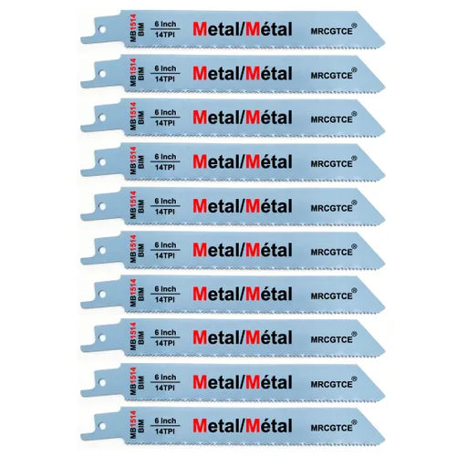 MRCGTCE Hoja de sierra recíproca de corte de metal, hojas de sierra recíproca bimetálicas 14TPI de 6 pulgadas (10 unidades)
