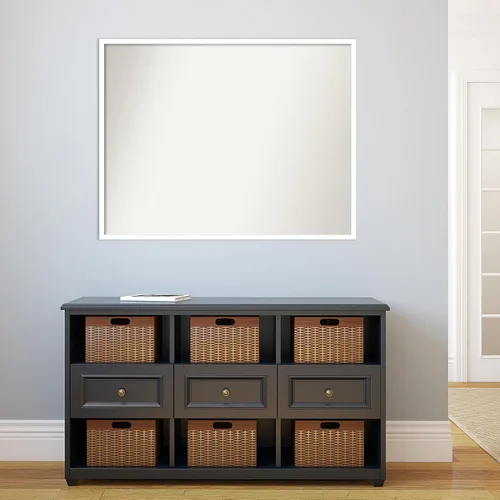 Miniatura 664 de Amanti Art Espejo de baño blanco para sobre el fregadero, 32 x 45 pulgadas, espejo de tocador rectangular blanco esbelto, marco de madera moderno