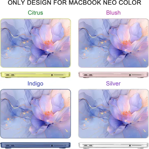 Miniatura 4 de TWOLSKOO Funda para MacBook Neo de 13 pulgadas 2026 A3404 A18 Pro Chip, carcasa rígida de plástico con adaptador tipo C, 2 fundas para cámara web