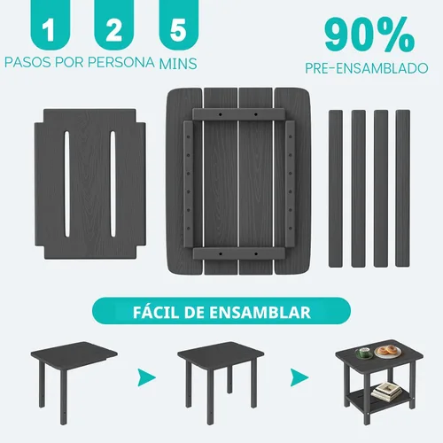 Miniatura 6 de Juego de sillas plegables Adirondack de 3 piezas, respaldo extra alto de 38 pulgadas y grano de madera en relieve, muebles de patio de polietileno