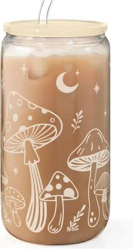 Miniatura 17 de SANDJEST Vaso de Vidrio con Margaritas en Patrón de Tablero de Ajedrez, Taza Floral a Cuadros con Tapa y Pajita, Tazas Estéticas de Café Helado