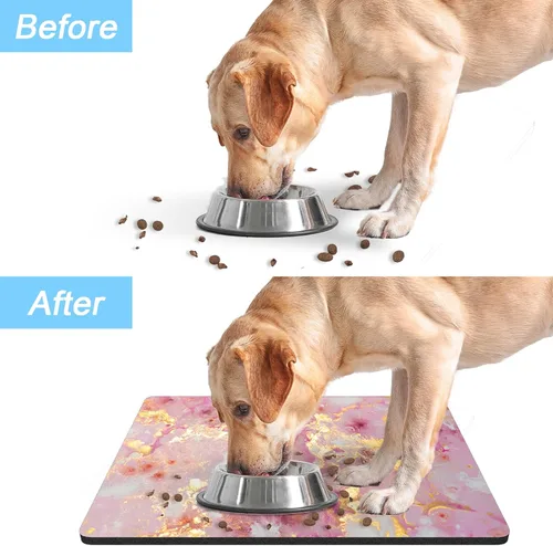 Miniatura 6 de Rnivvi Tapete de comida para perros, 16" x 24" absorbente, tapete para tazones de perros y gatos para comida y agua, bonita alfombra de goma