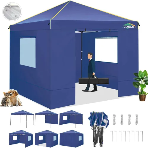Miniatura 13 de COBIZI Toldo desplegable de 10 x 10 pies con 4 paredes laterales, toldo fácil de instalar para eventos, deportes, playa, fiestas, toldos de fiesta