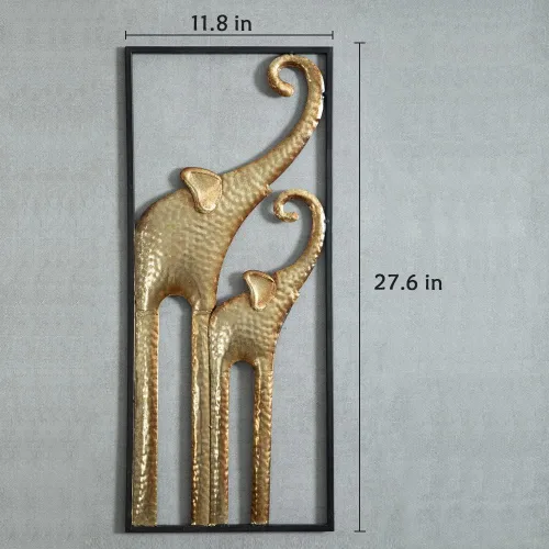 Miniatura 3 de HKaikzo Juego de 2 decoraciones de pared de elefante dorado, esculturas 3D grandes de metal africano para sala de estar, decoración de animales