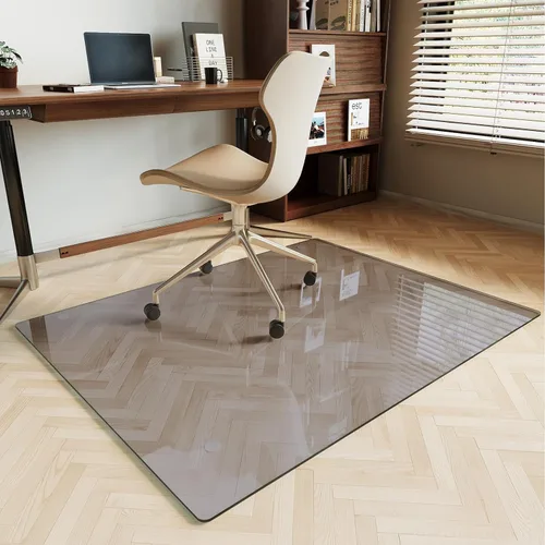 Miniatura 19 de Koonmi Tapete para silla de vidrio templado para suelos de madera dura y alfombras, 30 x 55 pulgadas, protector de piso de oficina transparente