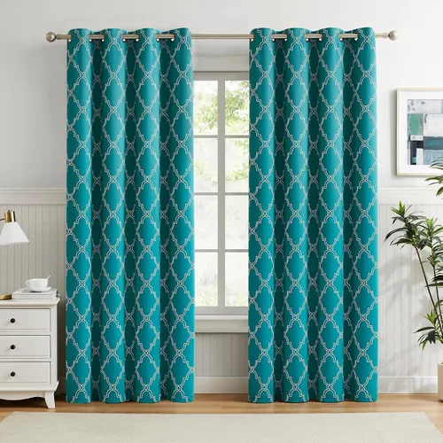 Miniatura 16 de Melodieux Cortinas 100% opacas de 96 pulgadas de largo para sala de estar, dormitorio estilo marroquí, aislamiento térmico, ahorro de energía