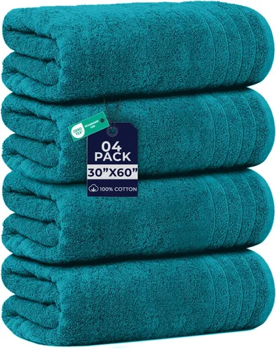 Miniatura 21 de DAN RIVER Paquete de 2 sábanas de baño de 35x70 pulgadas, sábanas de baño jumbo acanaladas para adultos, toallas grandes gruesas y absorbentes
