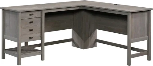Sauder Cottage Road - Escritorio para computadora en forma de L con cajones, escritorio de oficina en casa con almacenamiento opcional de Roble
