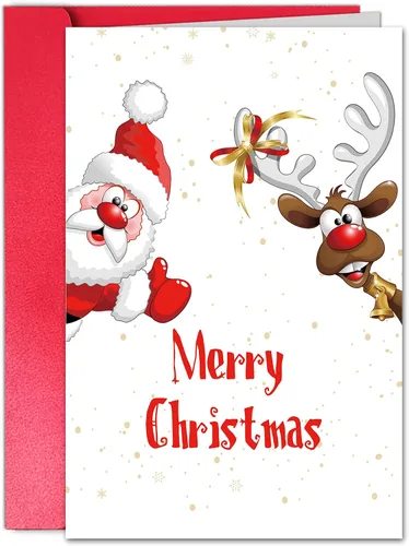 TQDaiker Tarjeta Divertida de Navidad para Niños, Tarjeta Feliz Navidad para Novio, Regalo de Papá Noel